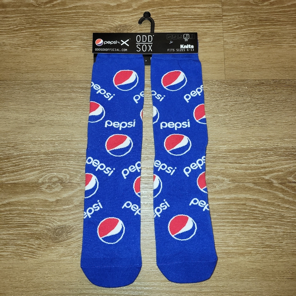 Odd Sox Knits Pepsi Soda Novelty Crew Socks Fits Sizes 6-13 New
